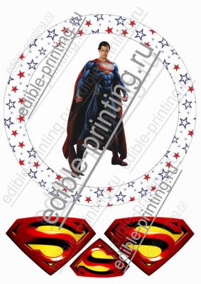 Картинка для торта Супермен supergeroi004 Максимальный диаметр круга – 20 см.