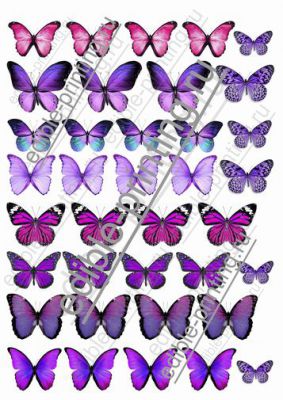 Бабочки розовые, фиолетовые Размеры можно изменить по желанию.