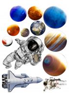 Картинка для торт "Планеты, космонавт" kosmos009