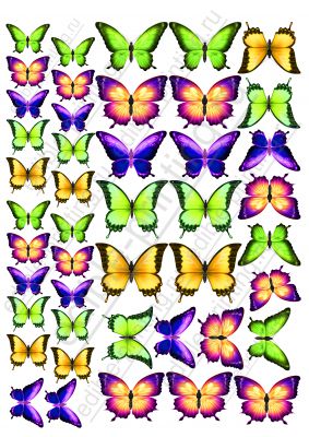 Картинка для торта Бабочки pr0078 При желании можно изменить размеры бабочек.