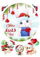 Картинка для торта Новый год (год кролика) ng051 1