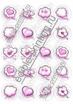 День влюбленных сердечки поп-арт 1 При желании можно добавить надпись, изменить размеры картинок.
Размер листа: формат А4 (макс. 20х28 см)
