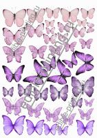 Бабочки на торт розовые и фиолетовые