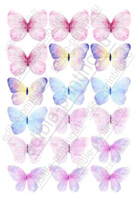 Картинка для торта Бабочки розовые pr0079 При желании можно изменить размеры бабочек.