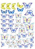 Картинка для торта Бабочки желто-голубые pr0081
