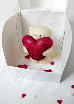 Шоколадный мишка с красным сердцем на День влюбленных Мишка пухляк с сердцем